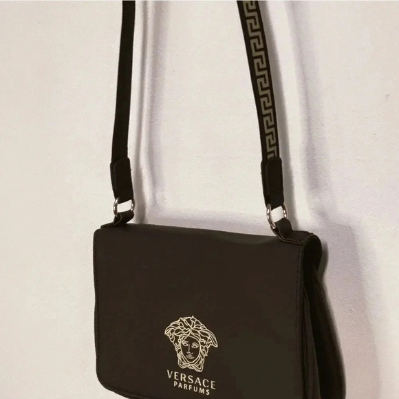 Versace Perfumes expandable black logo shoulder bag - Picture 8 of 16